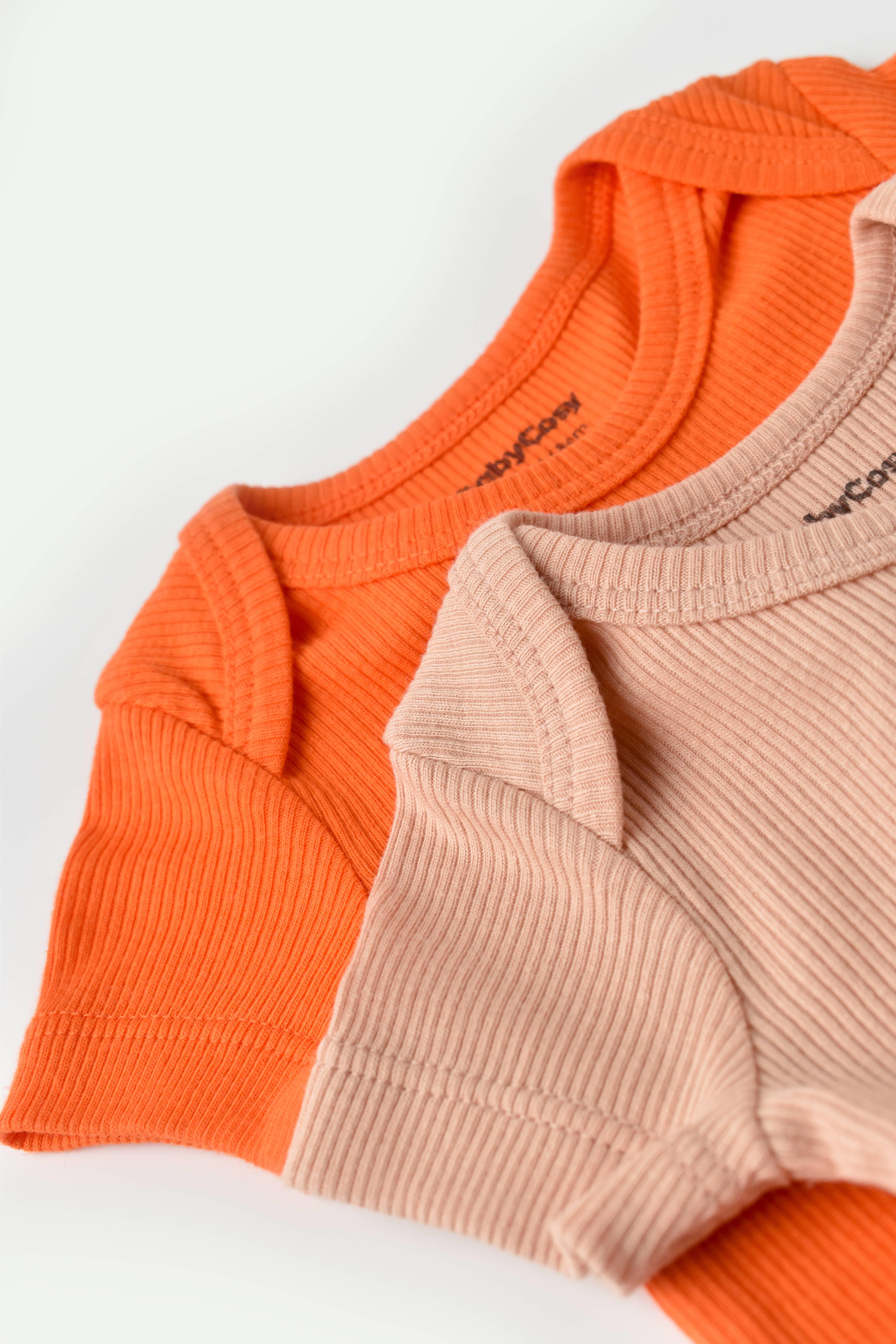 BabyCosy Organik İkili Kısa Kollu Body / Nar Çiçeği - Şeftali