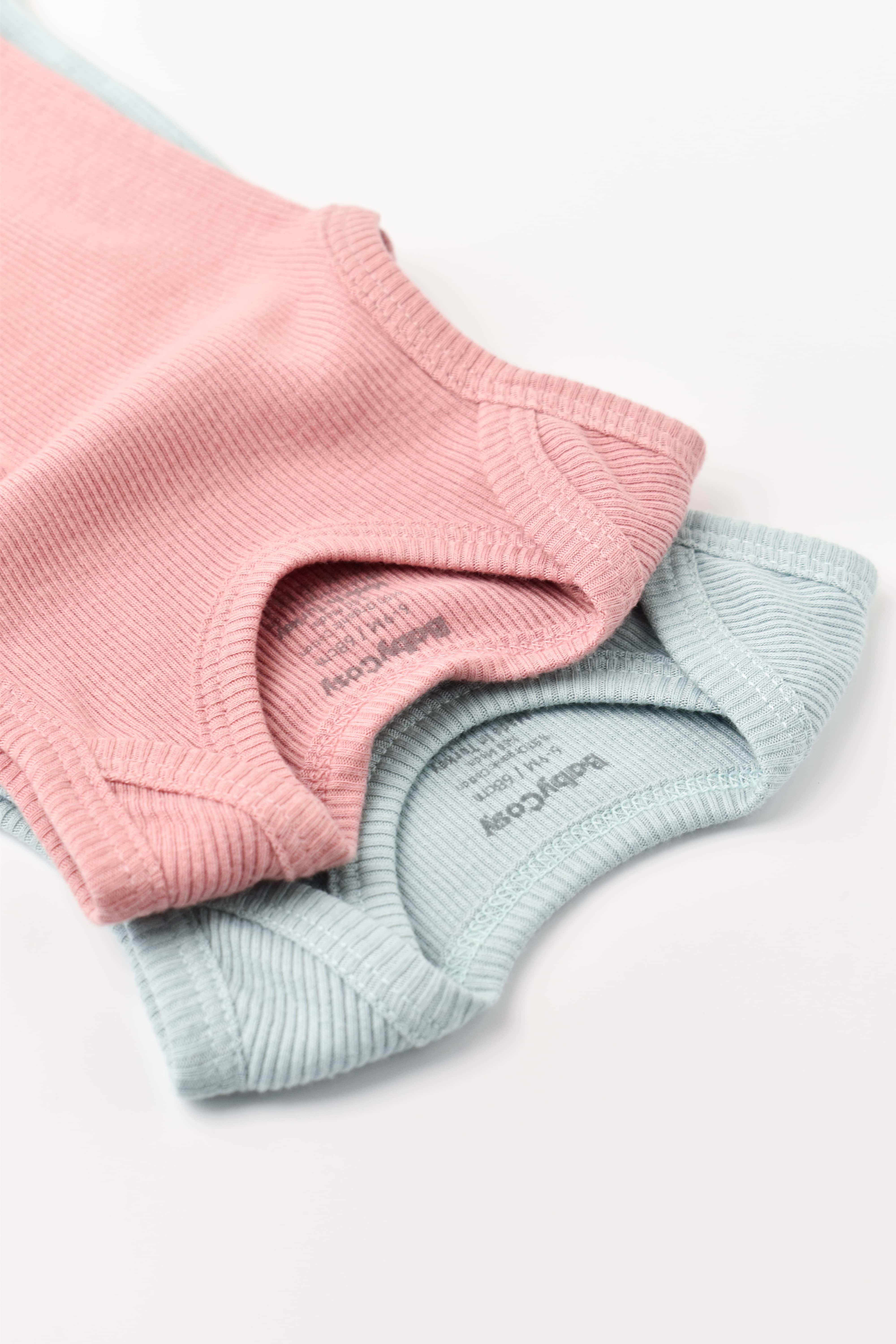 BabyCosy Organik İkili Kolsuz Body / Mint Yeşili - Gül