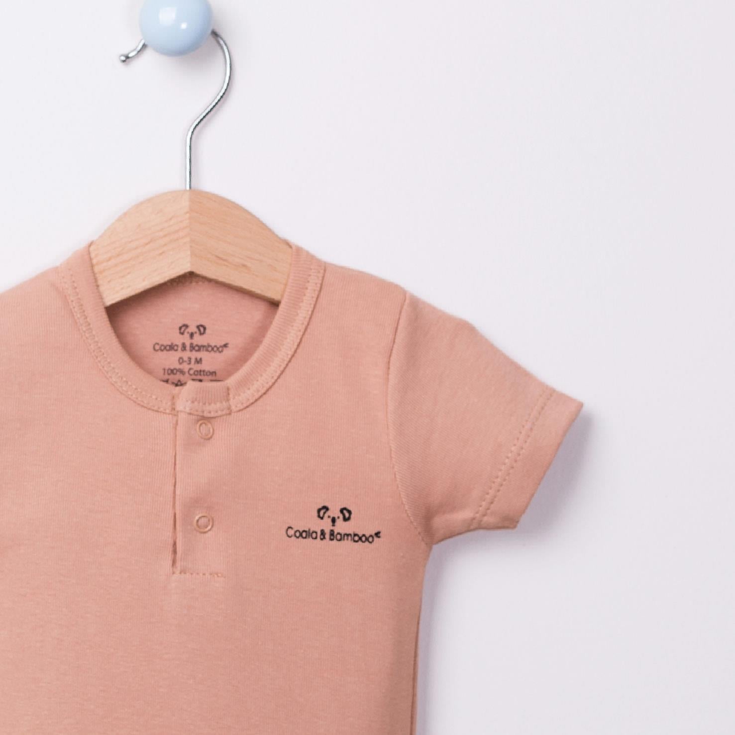 Coala Bamboo Kısa Kollu Pamuklu Body / Pudra Pembe