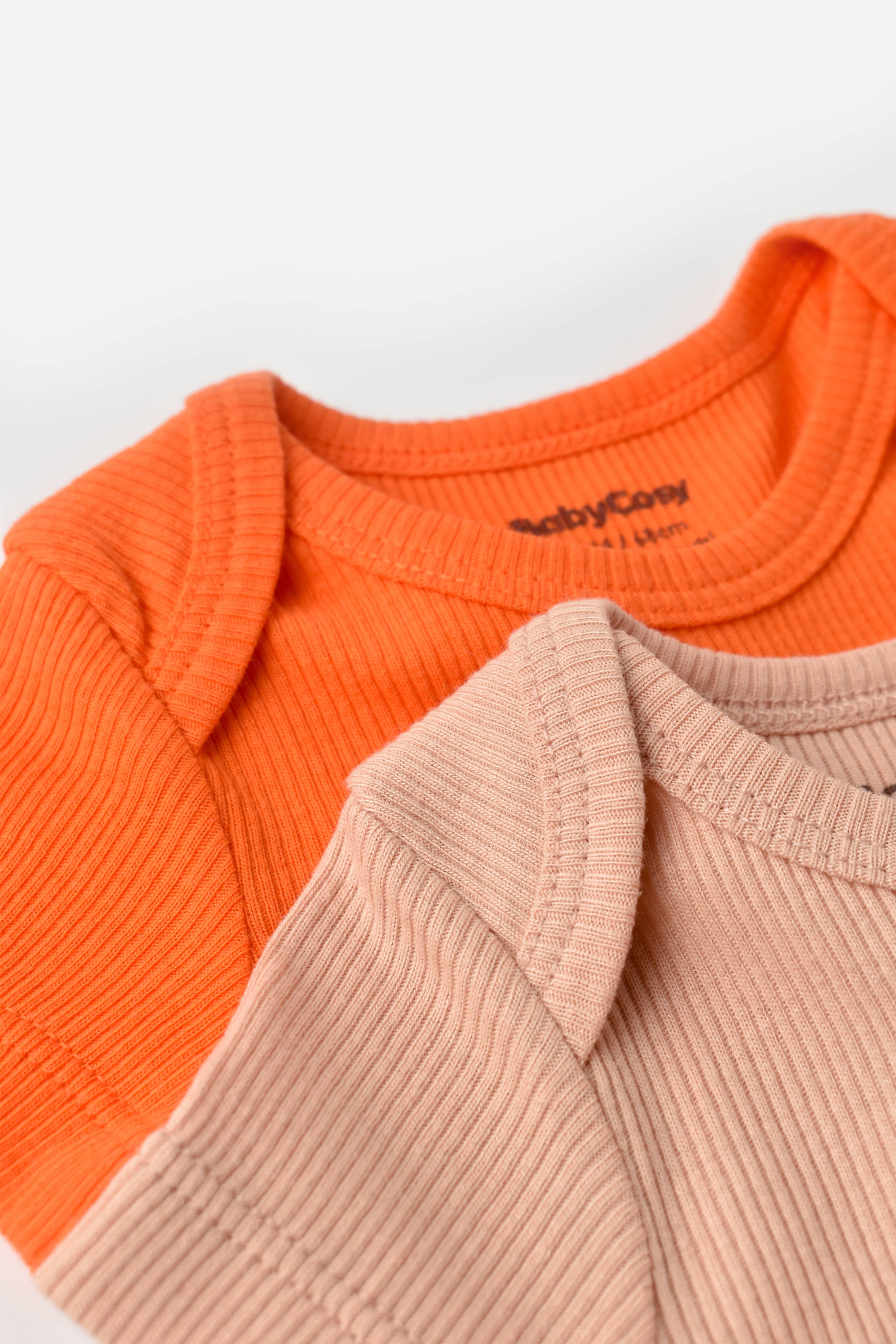 BabyCosy Organik İkili Kısa Kollu Body / Nar Çiçeği - Şeftali