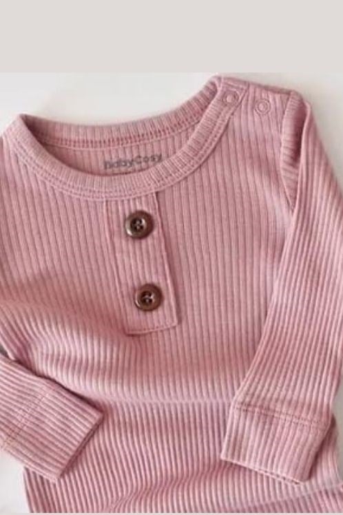 BabyCosy GOTS Organik Modal Tulum - Gül Kurusu Çıtçıtlı