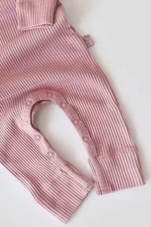 BabyCosy GOTS Organik Modal Tulum - Gül Kurusu Çıtçıtlı