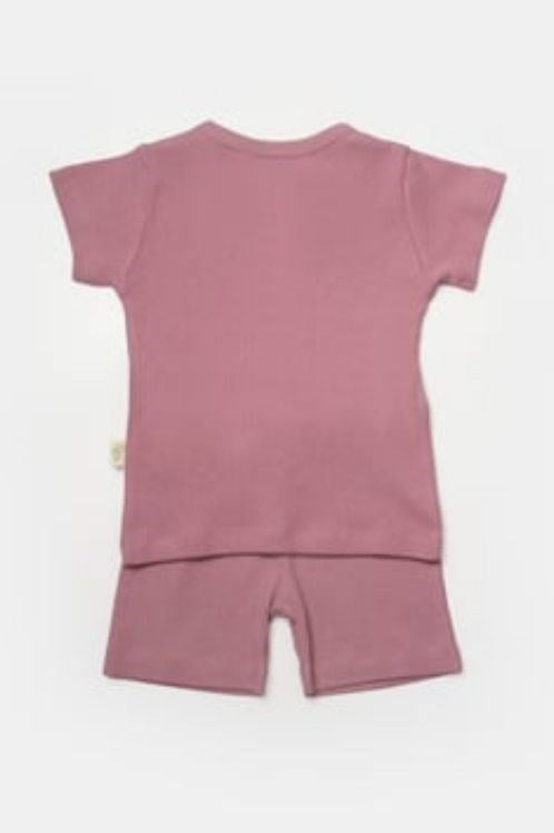 BabyCosy Organik Bambu Şort ve Tişört Seti - Gül Kurusu