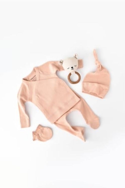 BabyCosy Organik Modal Pamuklu Bebek Hastane Çıkışı 4'lü Set-Somon