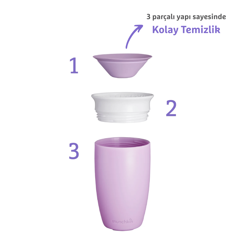 Mor Renkli Miracle 360° Alıştırma Bardağı - 7 oz/207 ml