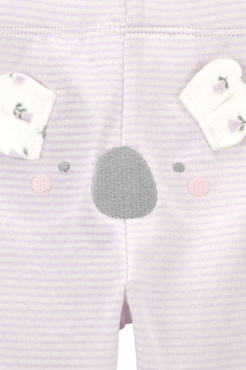 Carter's Kız Bebek Koala Temalı 3'lü Zıbın ve Pantolon Takımı - Mor (0-24 Ay)