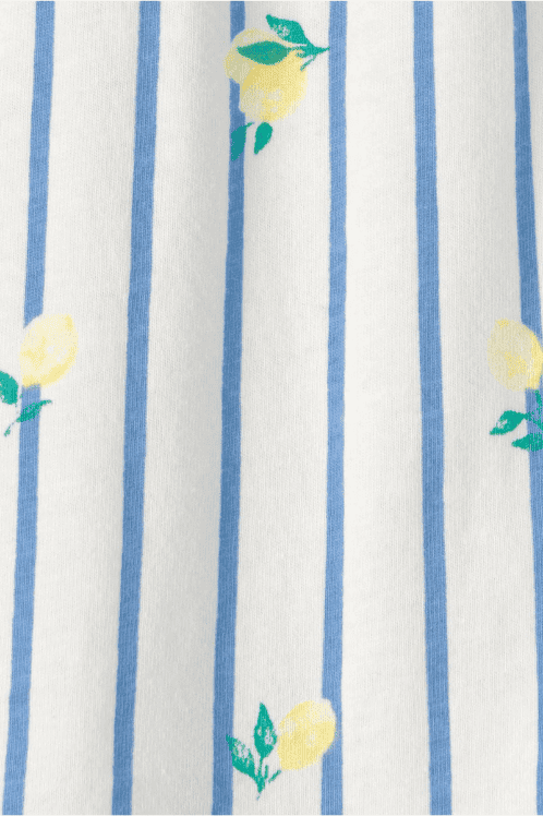 Carter's Kız Çocuk Volan Kollu Çizgili Limon Baskılı Bluz