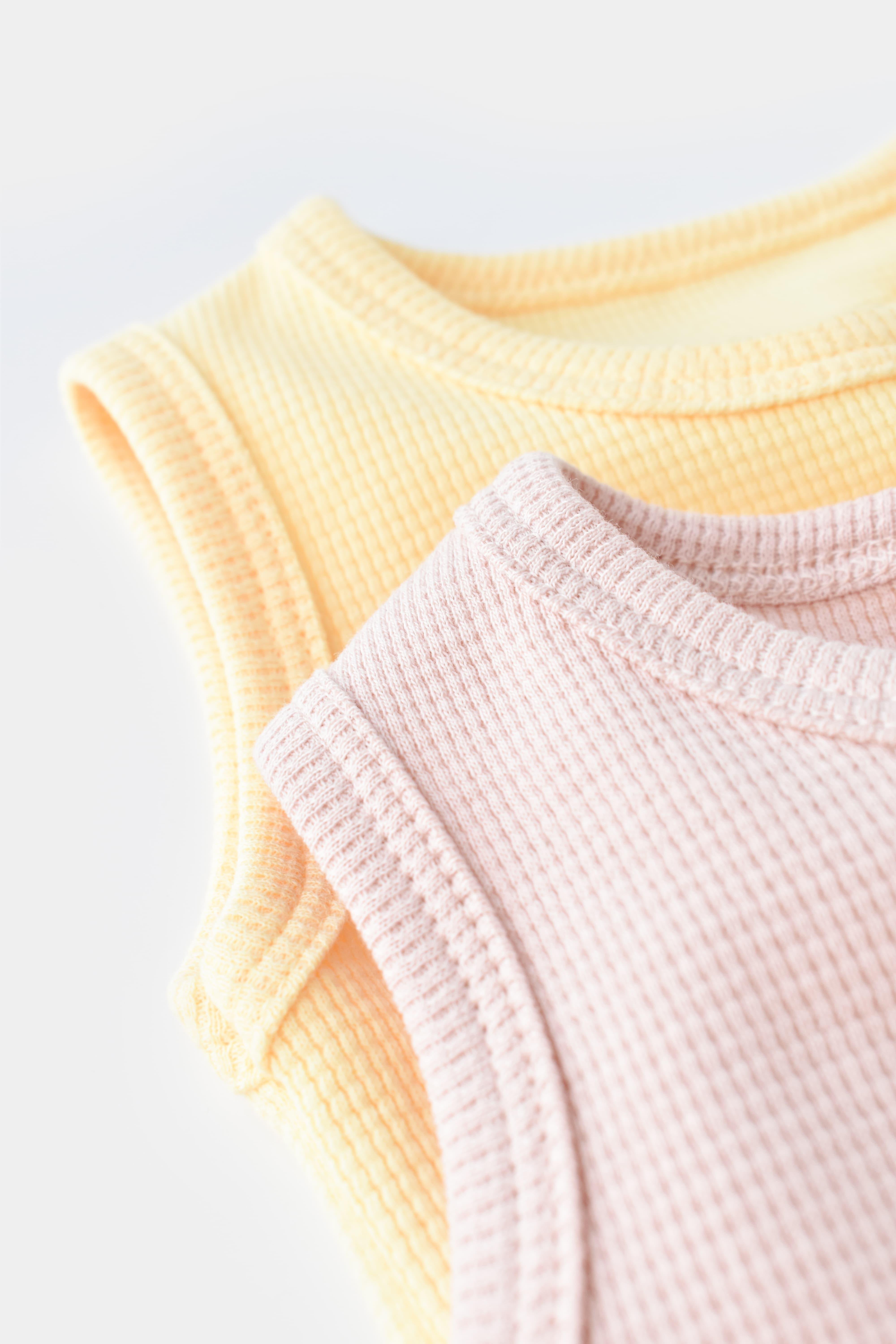 BabyCosy Organik Waffle İkili Askılı Body / Sarı - Pembe