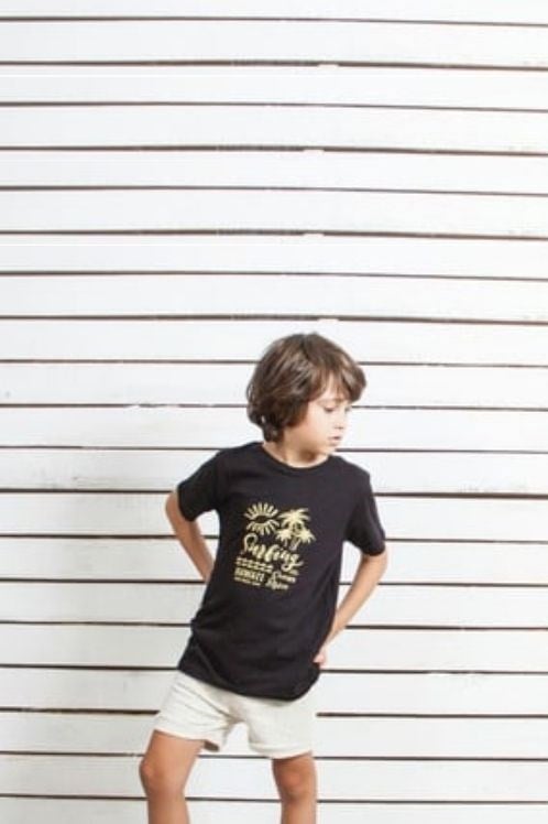 Coala Bamboo Basic Baskılı Kısa Kol Çocuk Tişört-Siyah