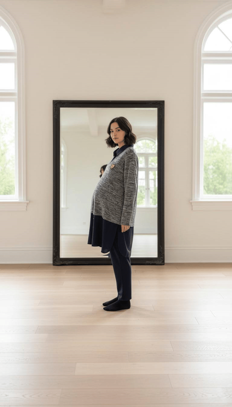 Busa Maternity Gömlek Detaylı İki Parça Görünümlü Hamile Tunik - Lacivert