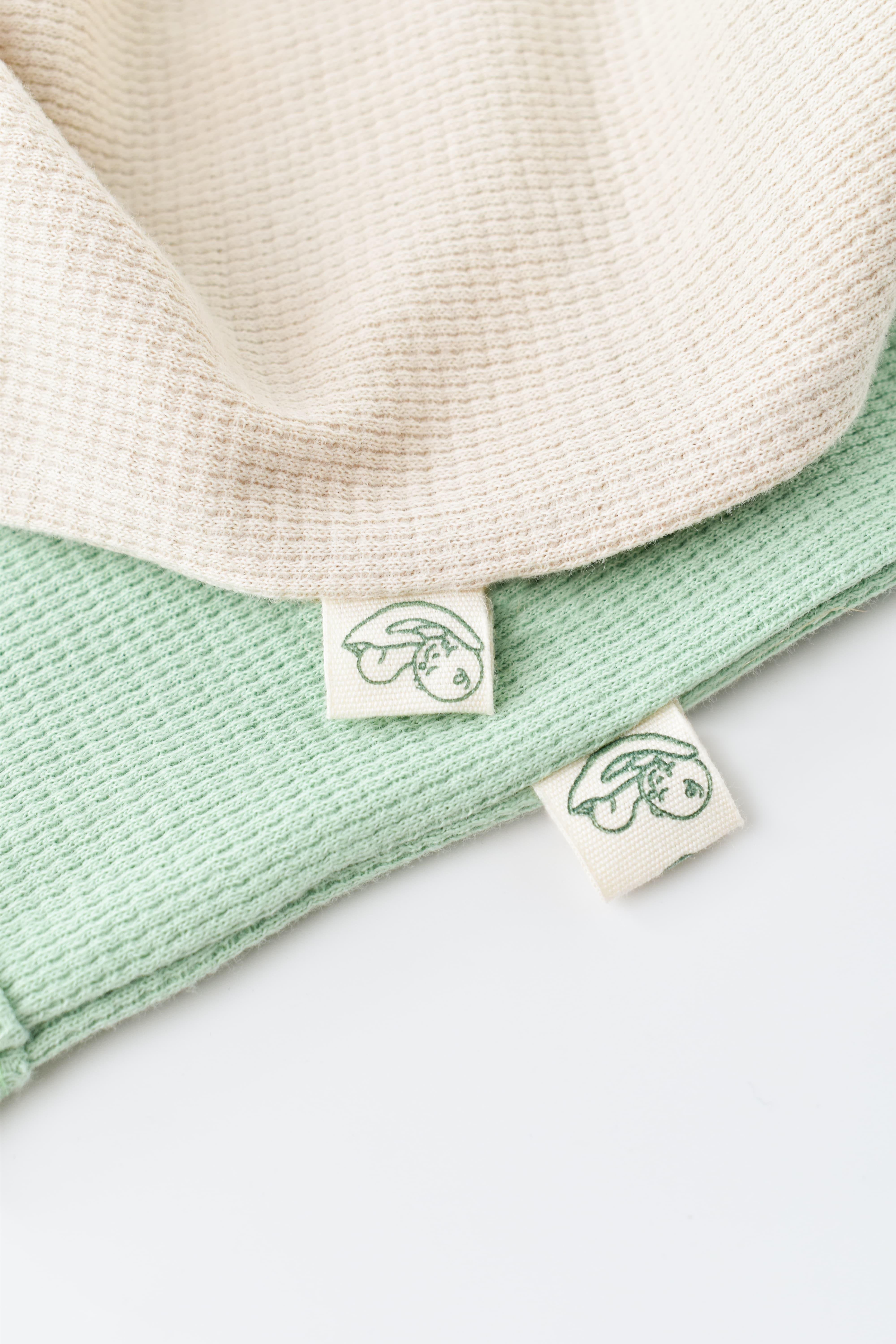 BabyCosy Organik Waffle İkili Askılı Body / Açık Yeşil - Bej