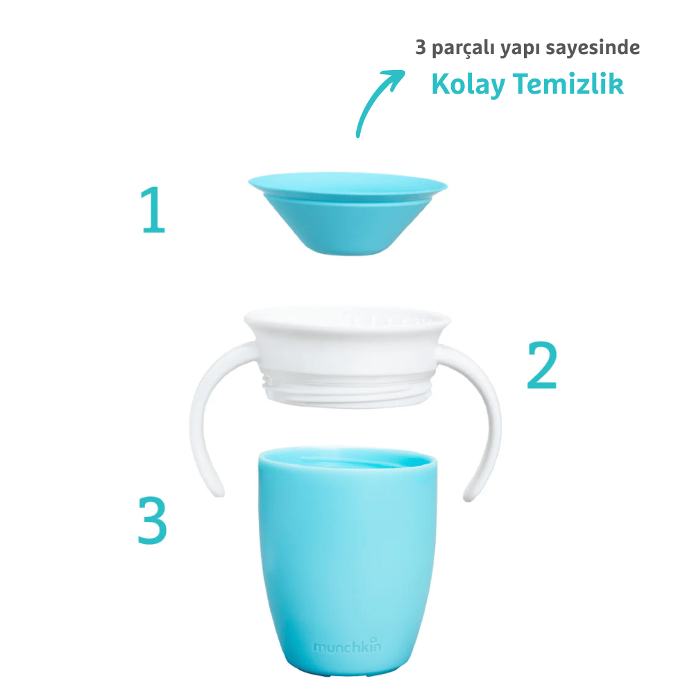 Mavi Renkli Miracle 360° Alıştırma Bardağı - 7 oz/207 ml