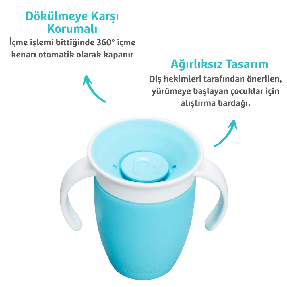 Mavi Renkli Miracle 360° Alıştırma Bardağı - 7 oz/207 ml
