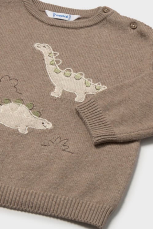 Mayoral Erkek Bebek Kahverengi Dinozor Desenli Triko Kazak