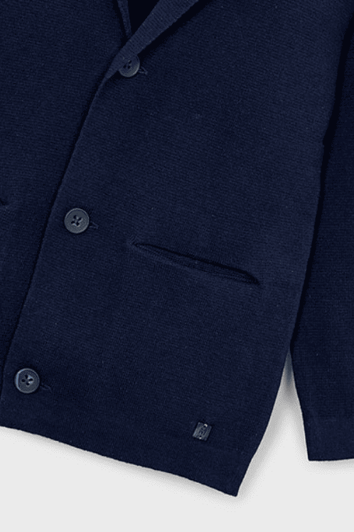 Mayoral Erkek Çocuk Blazer Yaka Pamuklu Triko Hırka Lacivert