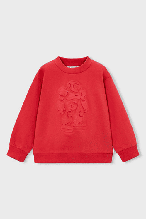 Mayoral Erkek Çocuk Robot Kabartmalı Sweatshirt Kırmızı