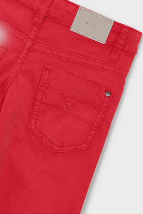 Mayoral Erkek Çocuk Slim Fit Basic Gabardin Pantolon - Mercan Kırmızısı