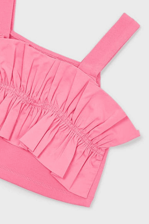 Mayoral Kız Çocuk Fırfırlı Askılı Crop Bluz Pembe