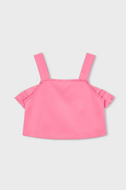 Mayoral Kız Çocuk Fırfırlı Askılı Crop Bluz Pembe