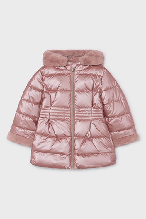 Mayoral Kız Çocuk Pembe Peluş Detaylı Kapüşonlu Şişme Mont