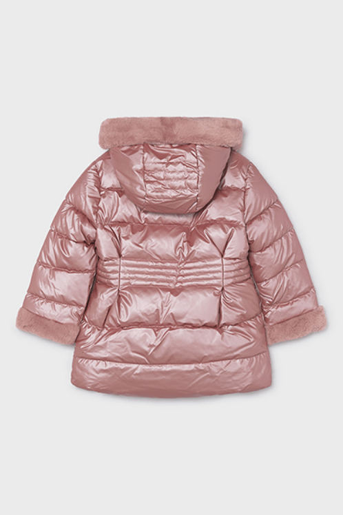 Mayoral Kız Çocuk Pembe Peluş Detaylı Kapüşonlu Şişme Mont