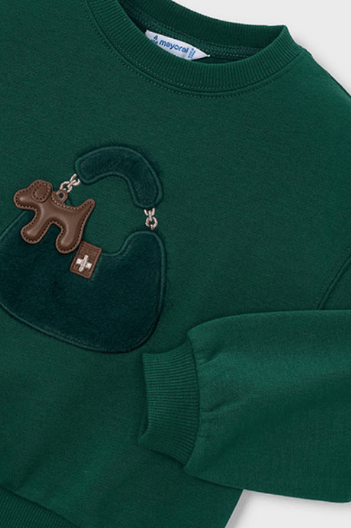 Mayoral Kız Çocuk Yeşil Çanta Aplikeli Sweatshirt