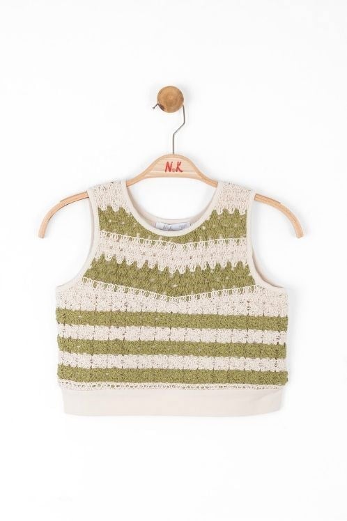 NK Kids Triko Detaylı Crop Bluz ve Lyocell Şort Takımı