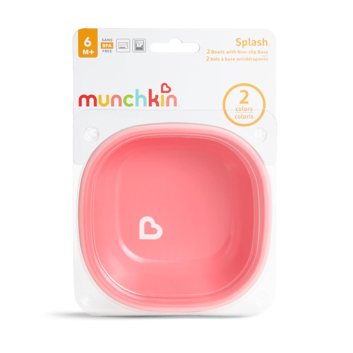 Pembe + Mor Renkli Munchkin 2'li Sıçramayı Engelleyen Kase - 6 Ay