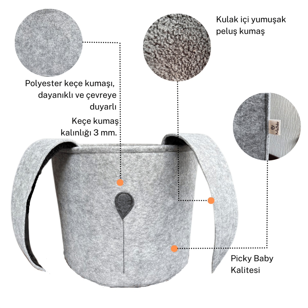Picky Baby Bunny Oyuncak Saklama Sepeti -M