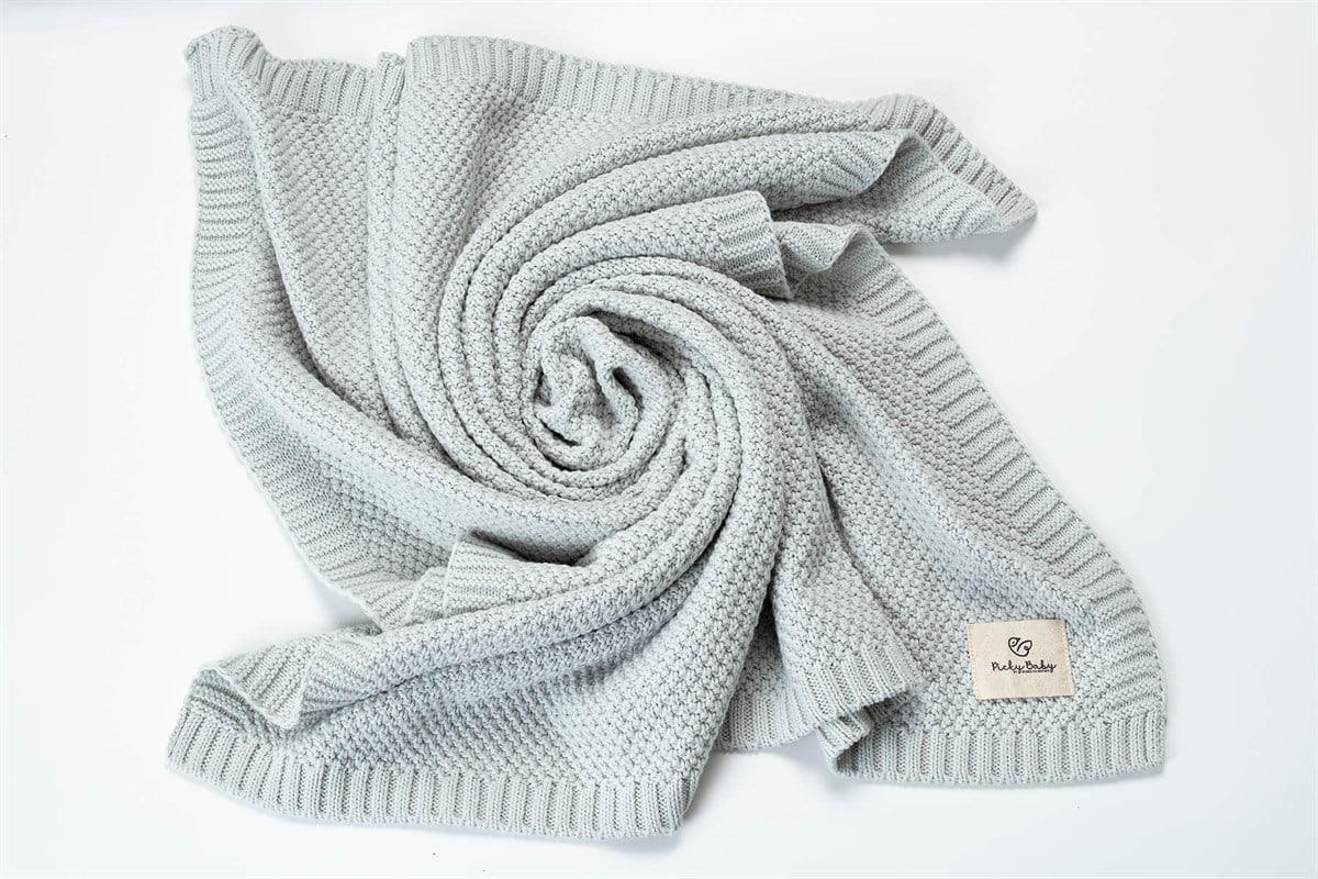 Picky Baby Organik Örgü Battaniye / Açık Gri