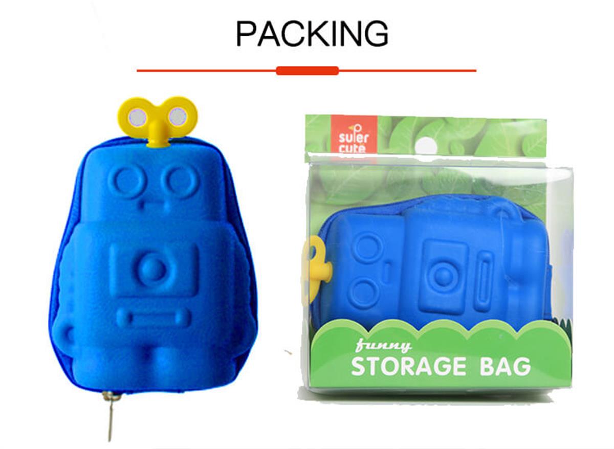 Supercute Mini Anahtar Bozuk Para Çantası - Blue Robot