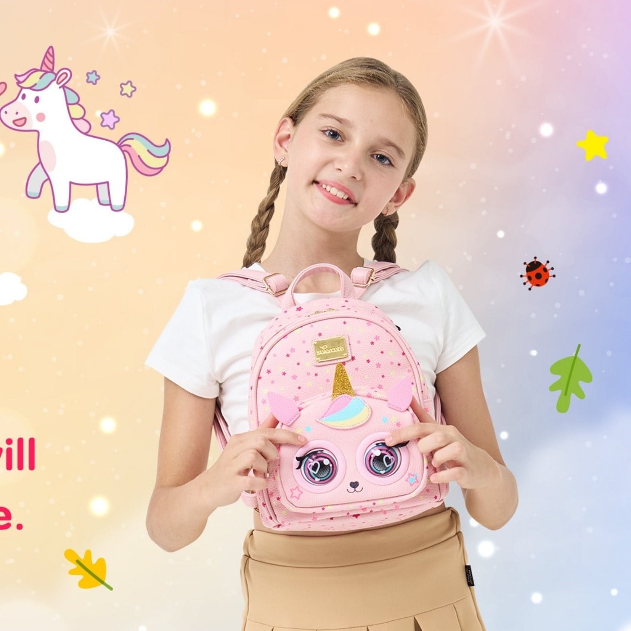 Supercute Winking Elf Unicorn İnteraktif Çocuk Sırt Çantası