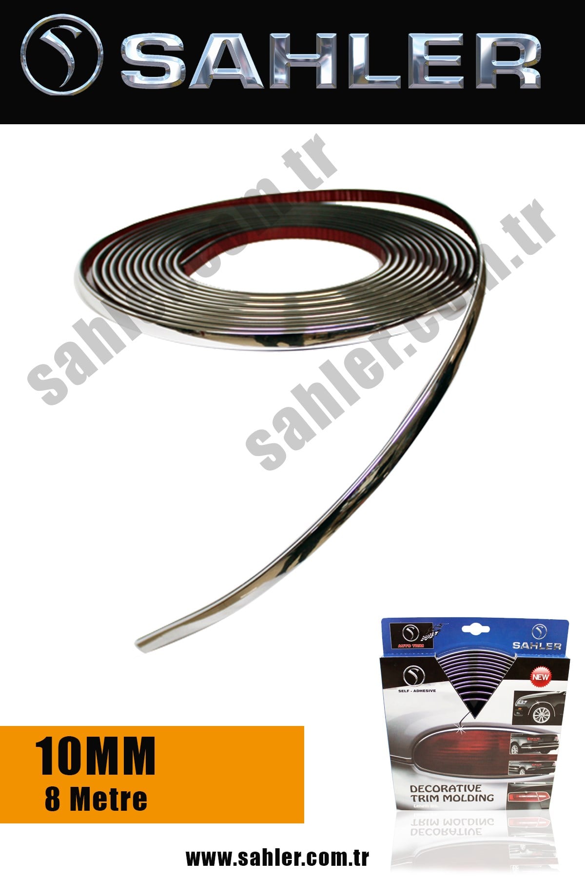 SAHLER 8 Metre *10mm Krom Dekoratif Oto Çıta