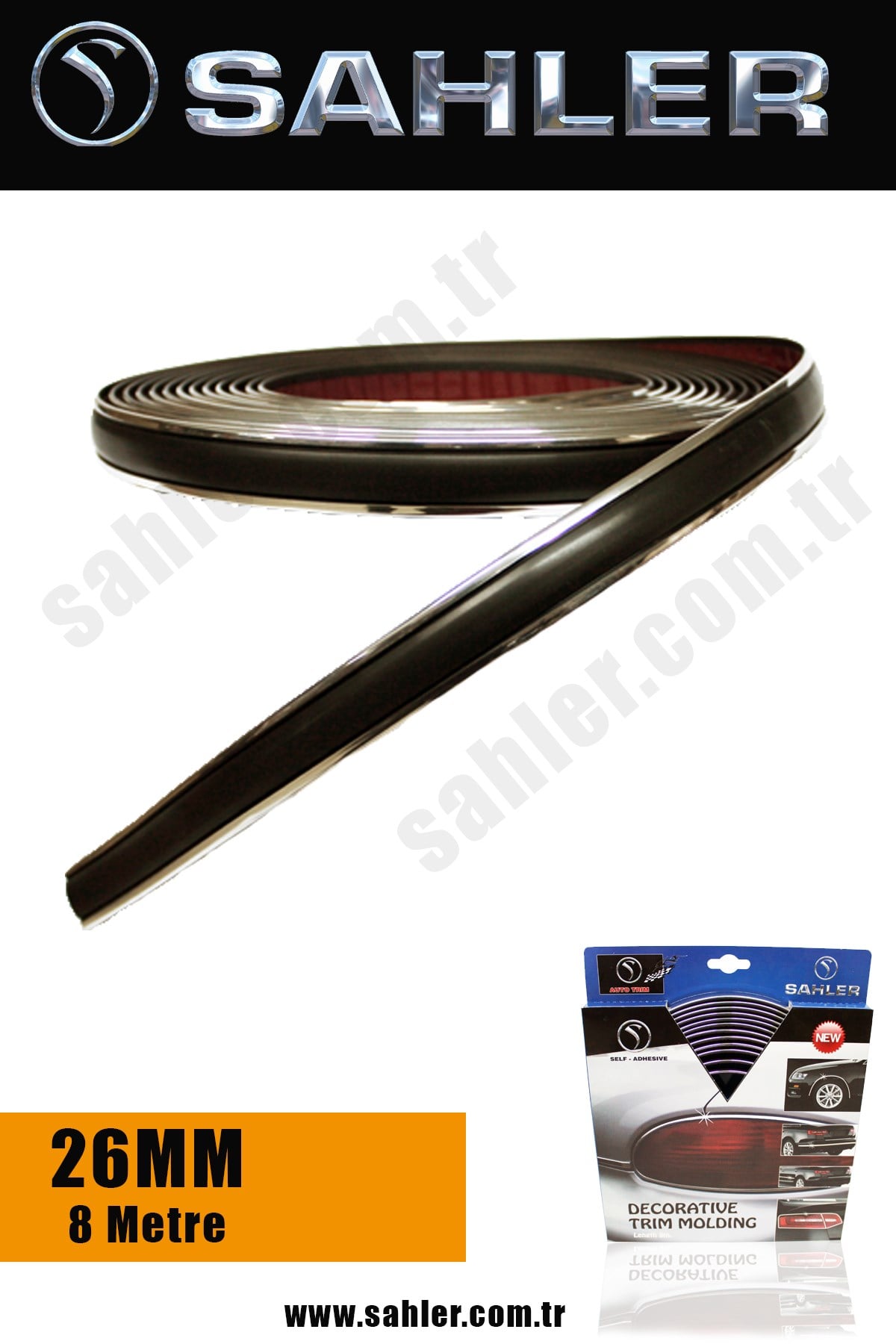 SAHLER 8 Metre *26mm Krom Dekoratif Oto Çıtası 