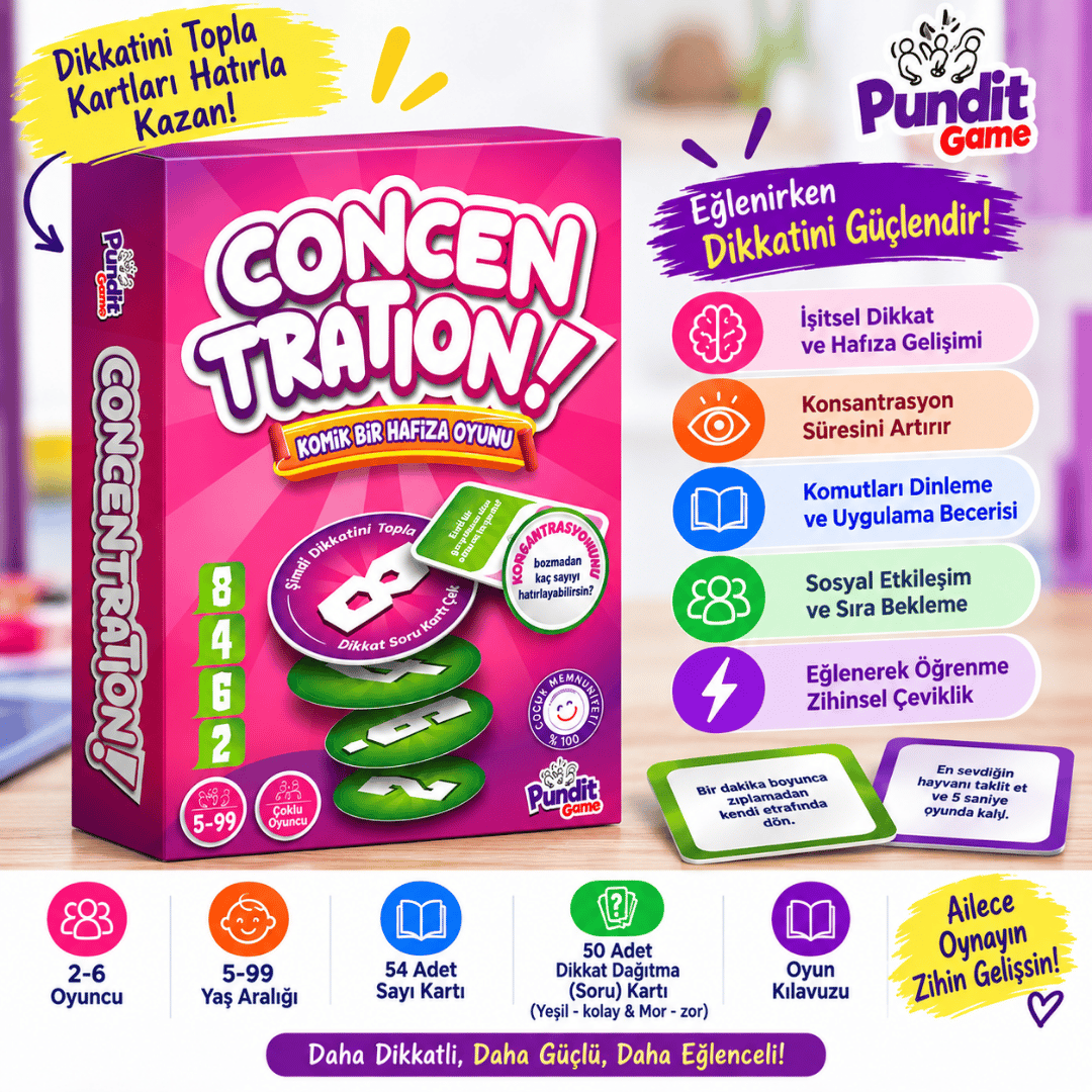 Concentration & Sweet Sweep 2'li Eğitim ve Zeka Oyunu Paketi | Dikkat, Hafıza ve Odaklanma