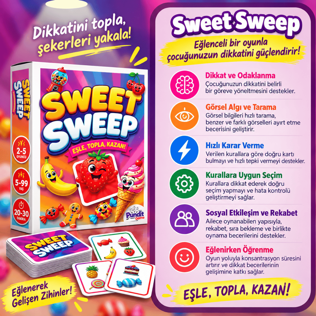 Concentration & Sweet Sweep 2'li Eğitim ve Zeka Oyunu Paketi | Dikkat, Hafıza ve Odaklanma