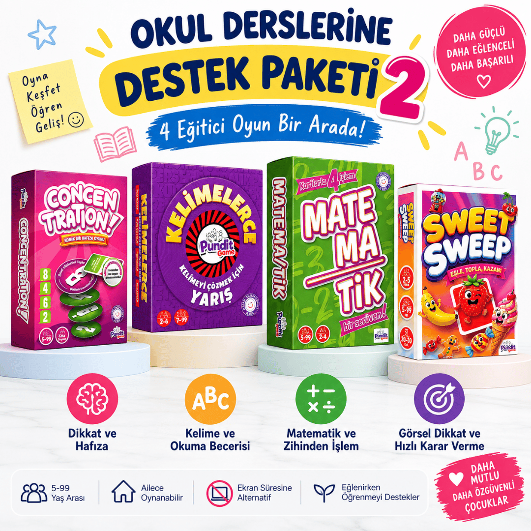 Okul Destek Paketi - Türkçe - Matematik - Dikkat ve Odaklanma Seti Pundit Game