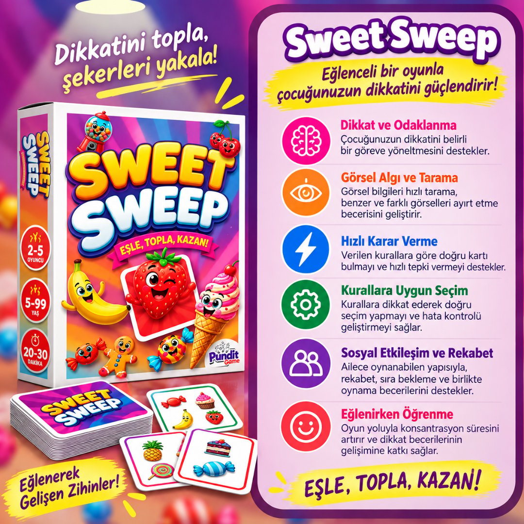 Sweet Sweep Dikkat Geliştirme Kutu Oyunu 5 Yaş üzeri