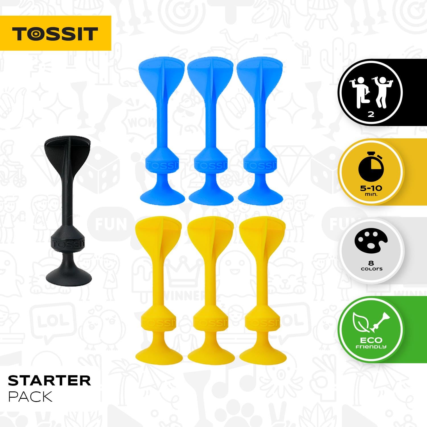Tossit Silikon Dart - Başlangıç Seti - Mavi/Sarı
