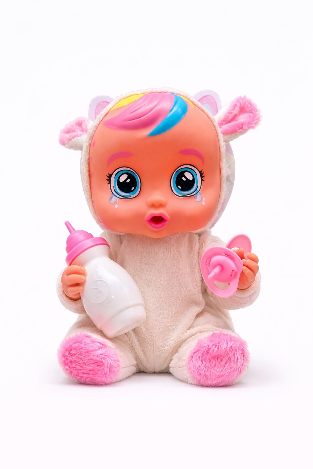 Ağlayan Et Bebek Oyuncak 20 cm – Su İçen Konuşan Bebek Oyuncağı 3+ Yaş Beyaz Renk