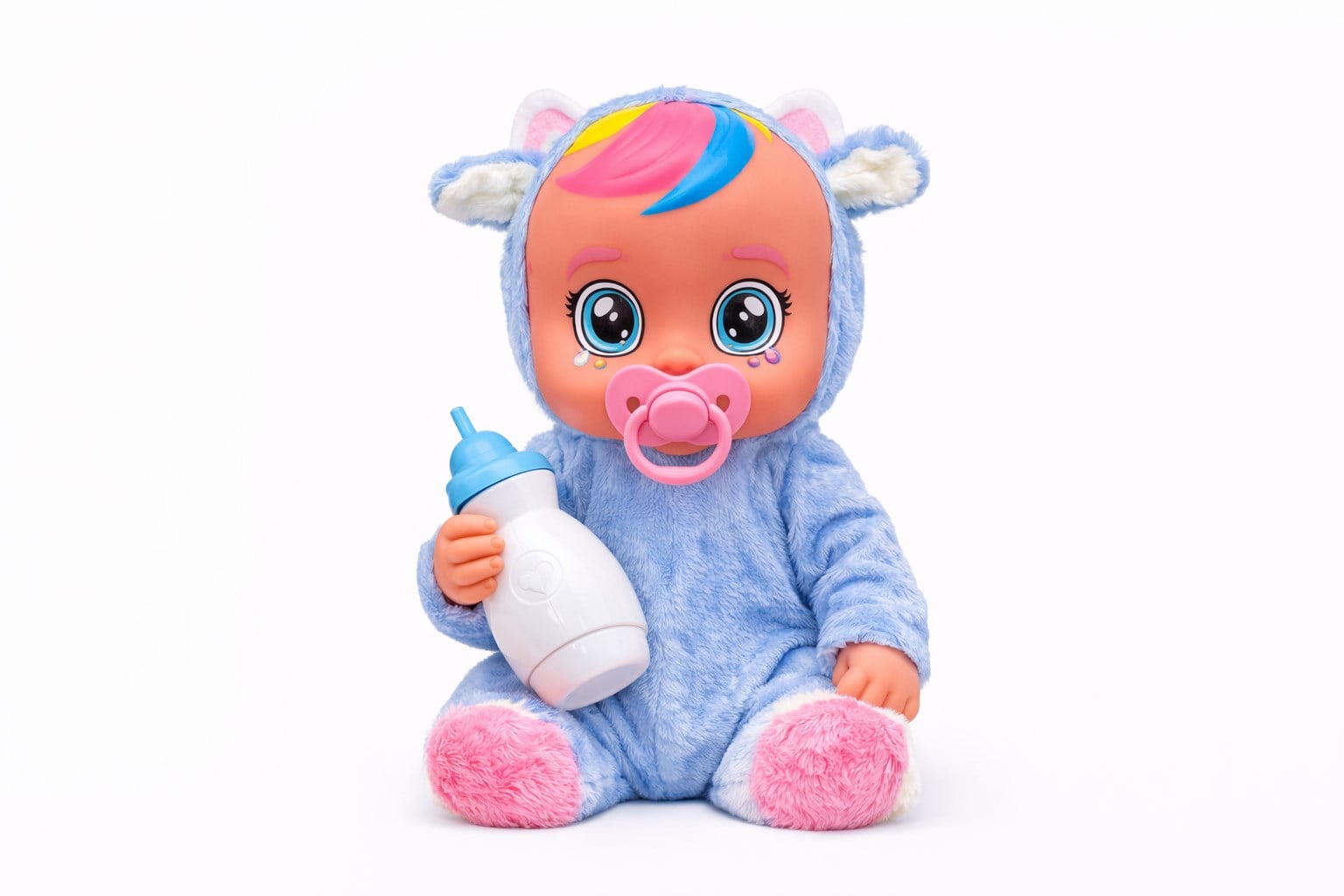 Ağlayan Et Bebek Oyuncak 20 cm – Su İçen Konuşan Bebek Oyuncağı 3+ Yaş Mavi Renk
