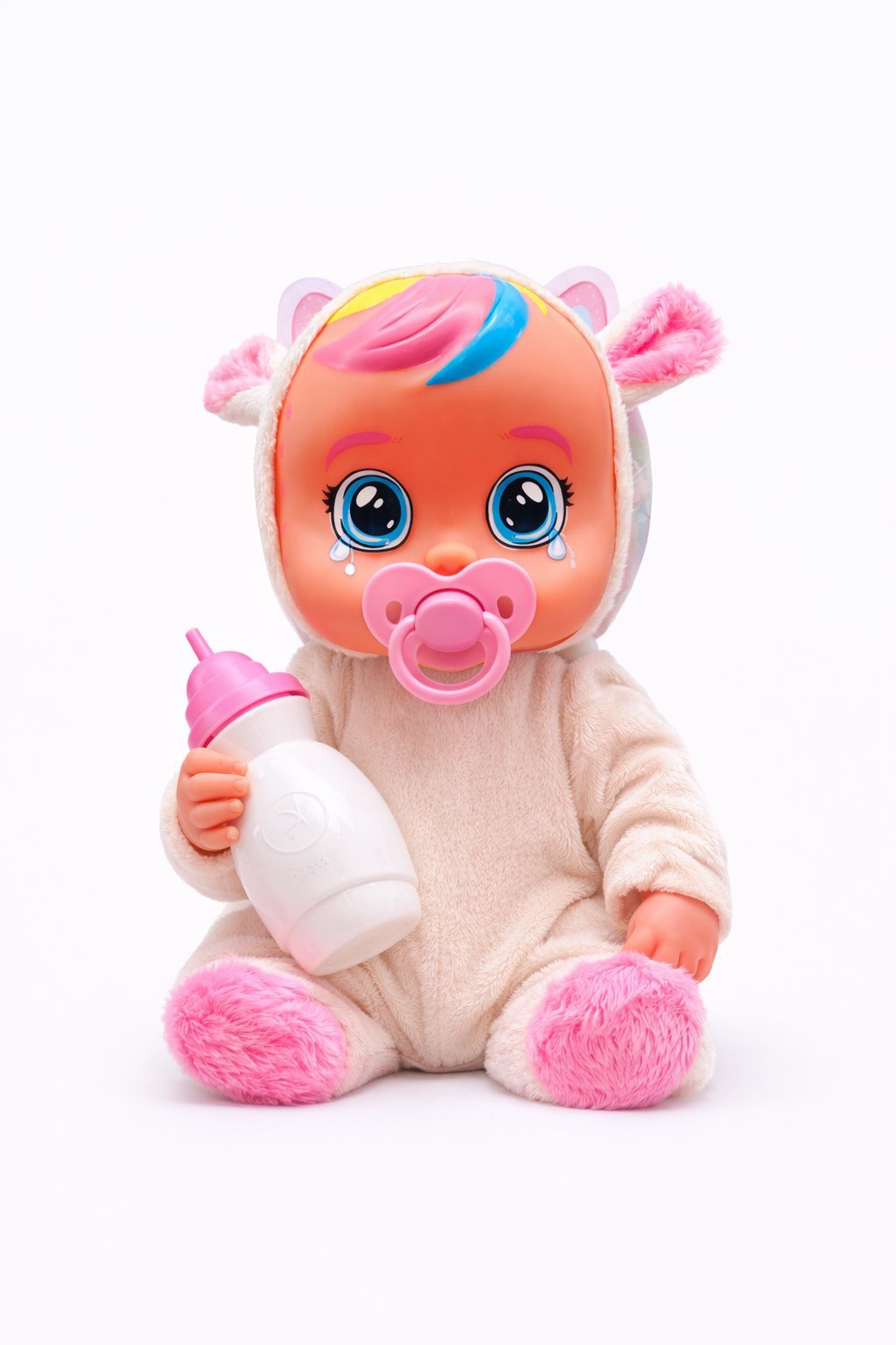 Ağlayan Et Bebek Oyuncak 20 cm – Su İçen Konuşan Bebek Oyuncağı 3+ Yaş Beyaz Renk