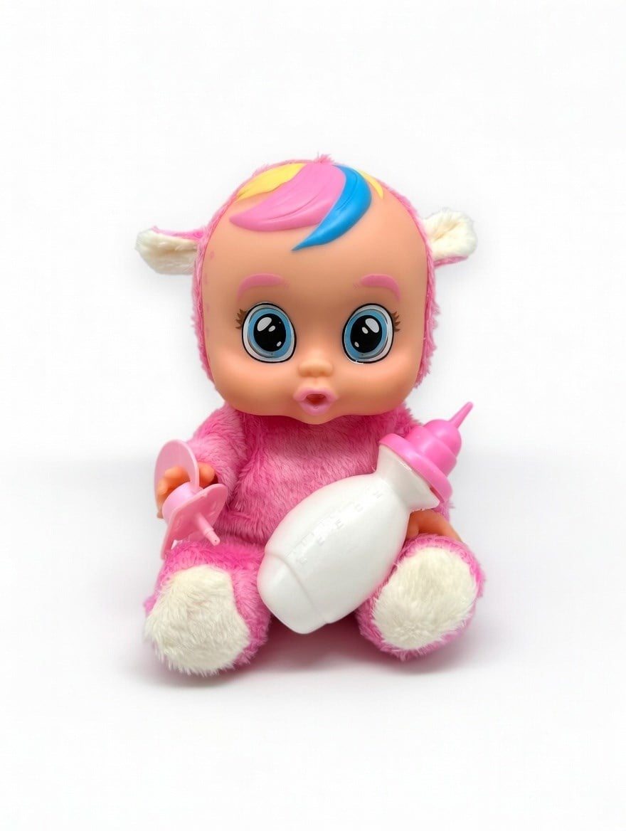 Ağlayan Et Bebek Oyuncak 20 cm – Su İçen Konuşan Bebek Oyuncağı 3+ Yaş Pembe Renk
