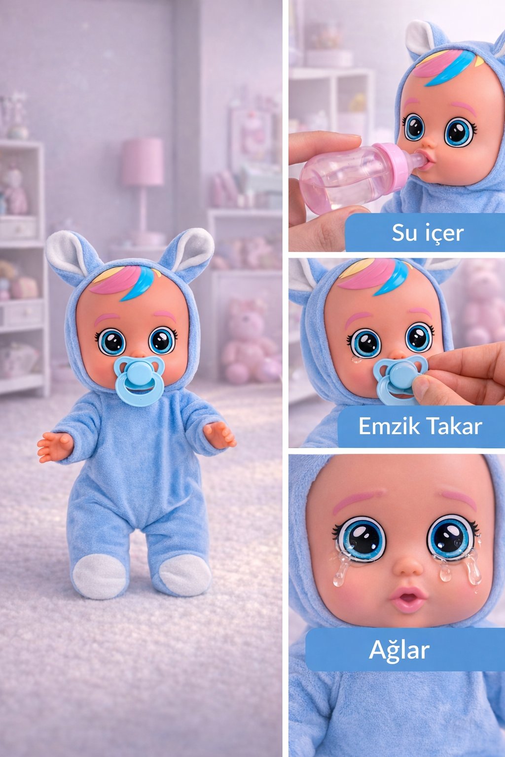 Ağlayan ve Konuşan Et Bebek Açık Mavi