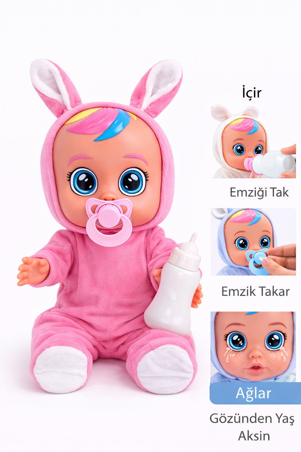 Ağlayan ve Konuşan Et Bebek Açık Pembe