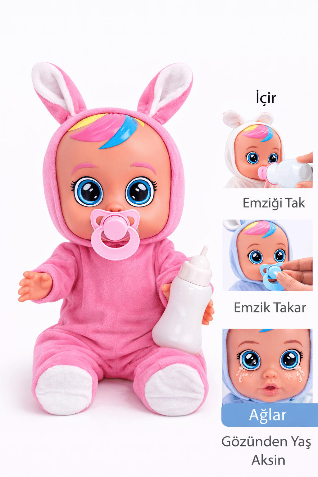 Ağlayan ve Konuşan Et Bebek Açık Pembe