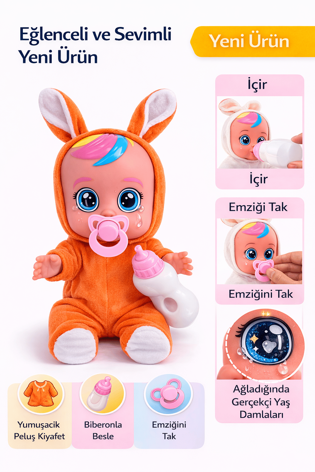 Ağlayan ve Konuşan Et Bebek Turuncu