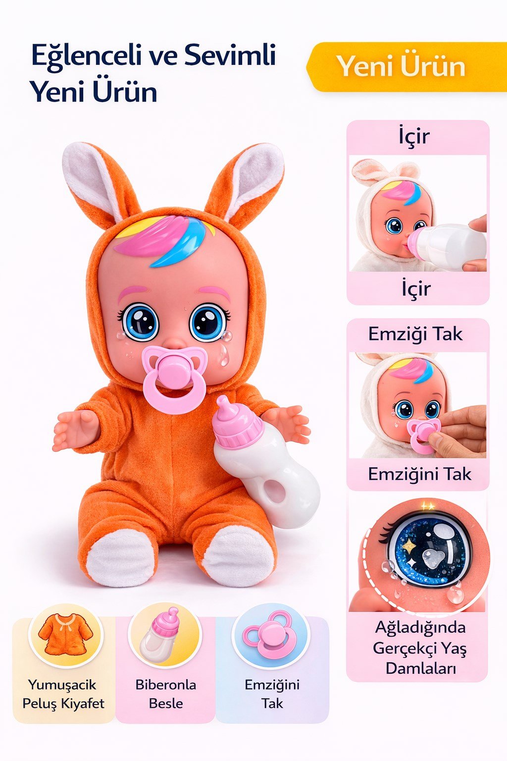 Ağlayan ve Konuşan Et Bebek Turuncu