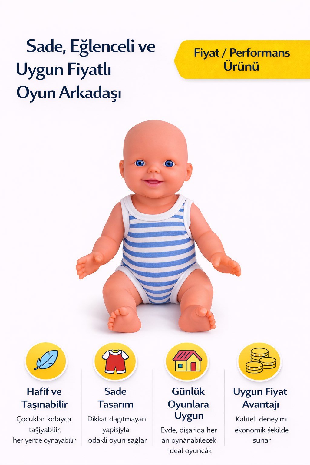 Bobi Sevimli Oyuncak Bebek Mavi