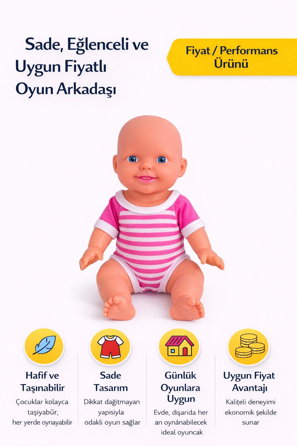 Bobi Sevimli Oyuncak Bebek Pembe